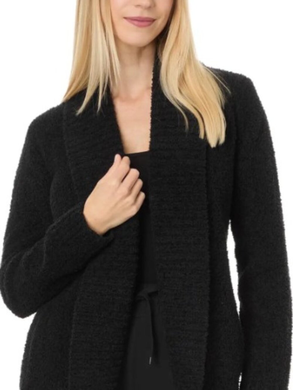 Barefoot Dreams XL Cardigan Sweater Black Cozy Chic Chenille Shawl NEW